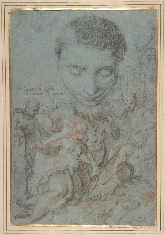 Study Of Boys Head The Queen Of Sheba Before Solomon Wall Art by Antonio Vassilacchi - High-Resolution Digital Print