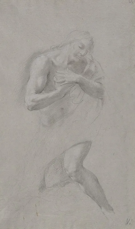 Study Of Christ In The Baptism Standing In A Frontal View