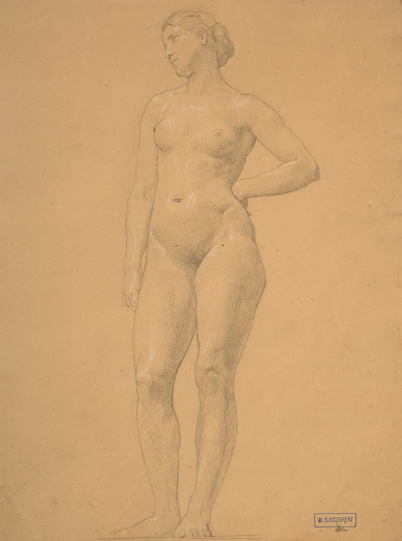 Study Of Female Nude 5 Wall Art by William Bouguereau - High-Resolution Digital Print