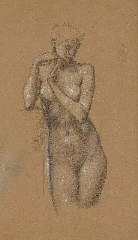 Study Of Female Nude For The Hill Fairies In Arthur In Avalon Wall Art by Sir Edward Coley Burne-Jones - High-Resolution Digital Print
