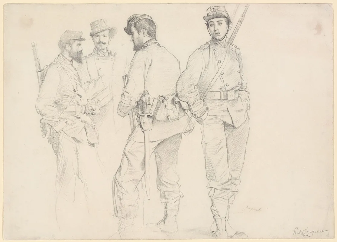 Study Of French Soldiers At Rest Wall Art by Gustave Jacquet - High-Resolution Digital Print