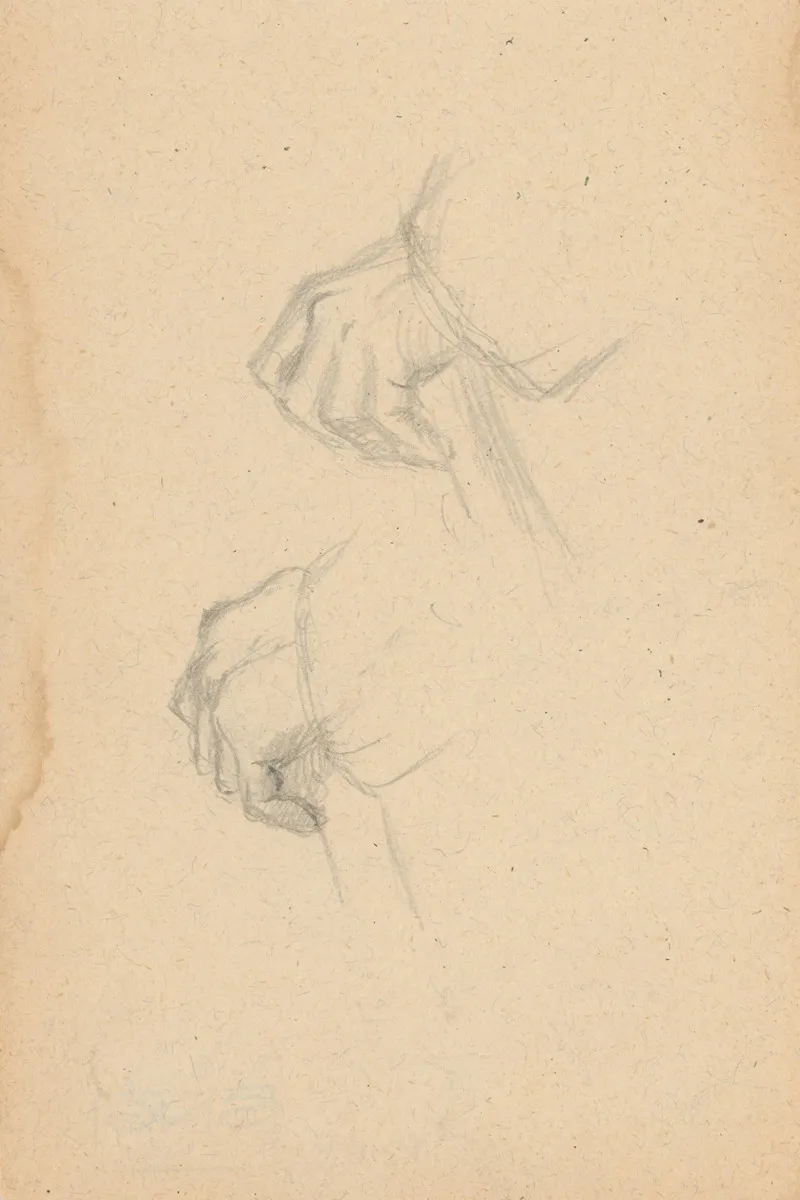 Study Of Hands Holding A Stick