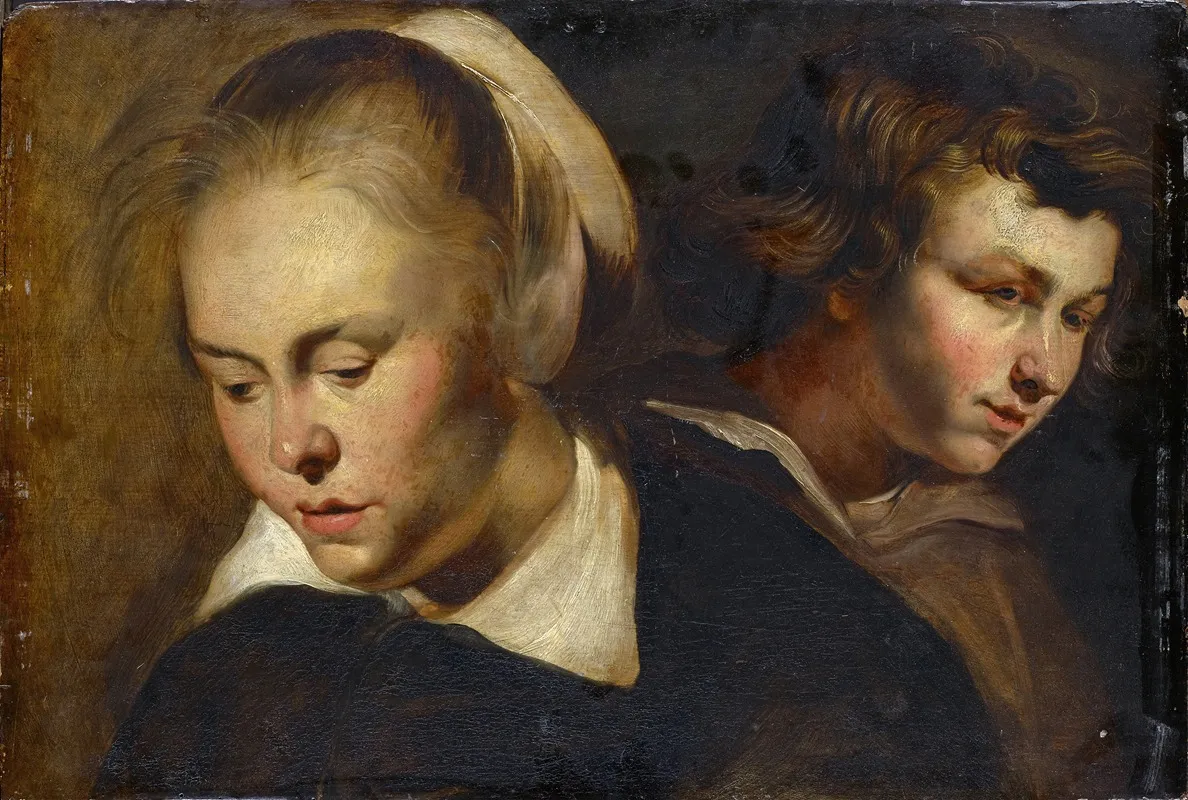 Study Of Heads Wall Art by Jacob Jordaens - High-Resolution Digital Print