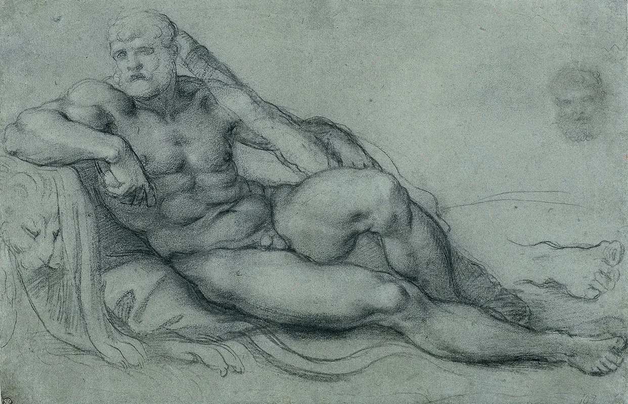 Study Of Hercules Resting With Separate Studies Of His Head And Foot
