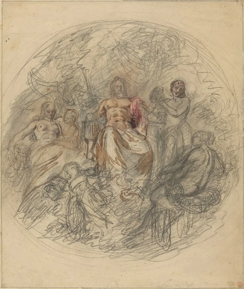 Study Of Jove And Three Goddesses Wall Art by Lorenzo Bartolini - High-Resolution Digital Print