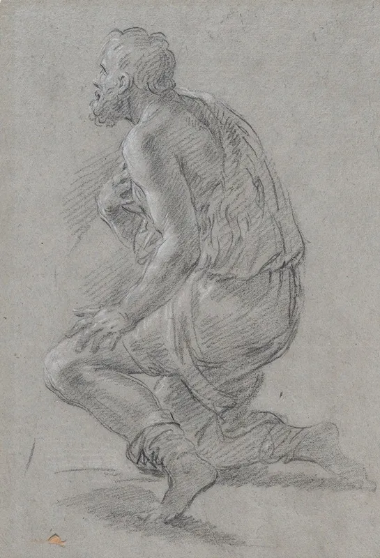 Study Of Male Figure Kneeling In A Three Quarter View Facing Left A Shepherd