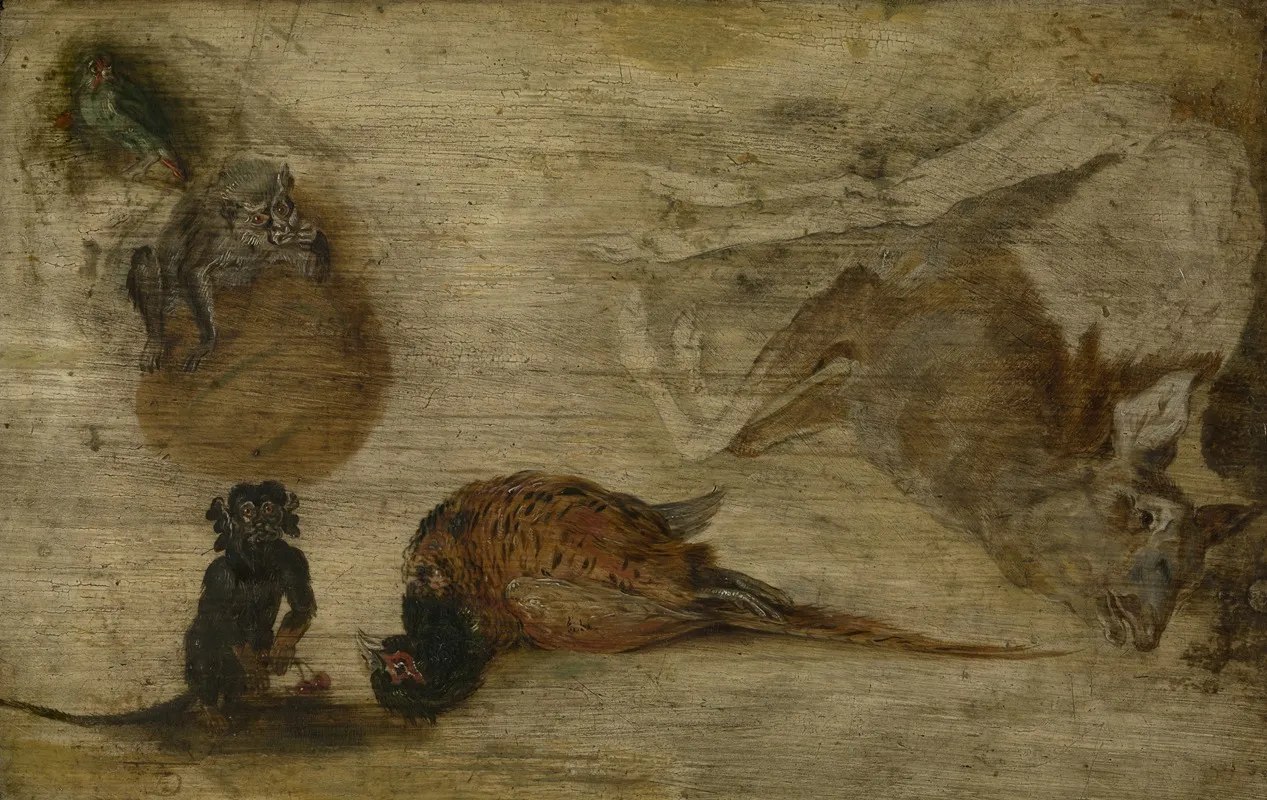 Study Of Monkeys A Deer And Other Animals Wall Art by Jan Brueghel the Younger - High-Resolution Digital Print