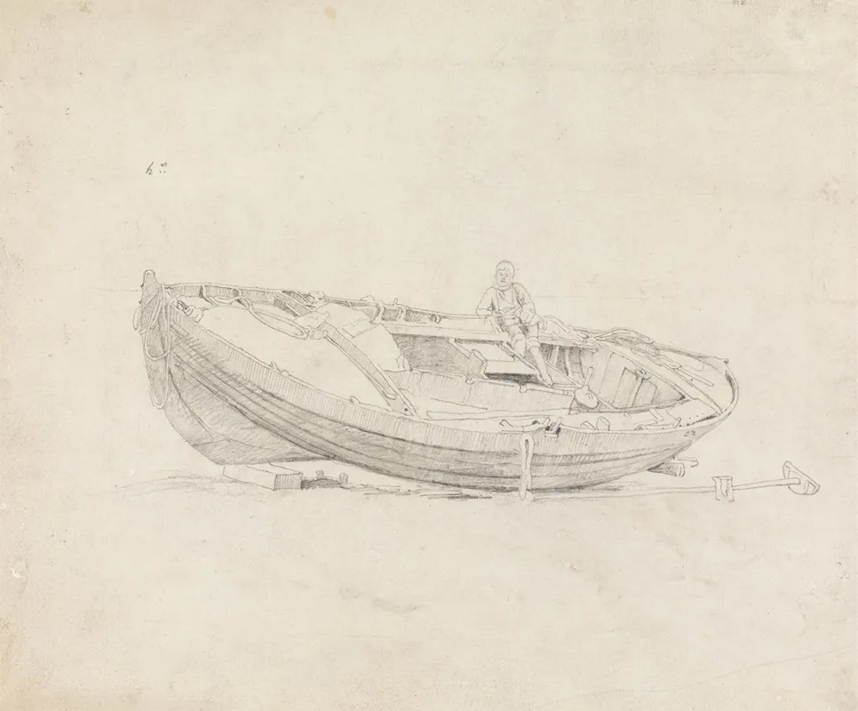 Study Of Moored Boat With Seated Figure