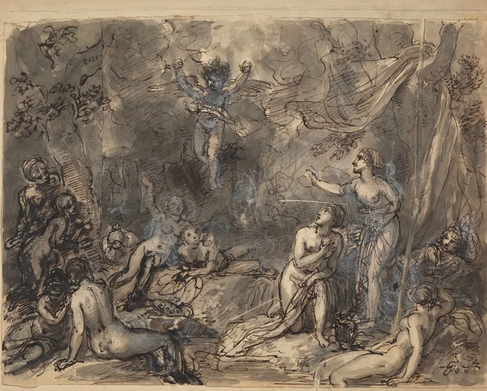 Study Of Nude Figures In A Wooded Area Wall Art by Robert Smirke - High-Resolution Digital Print
