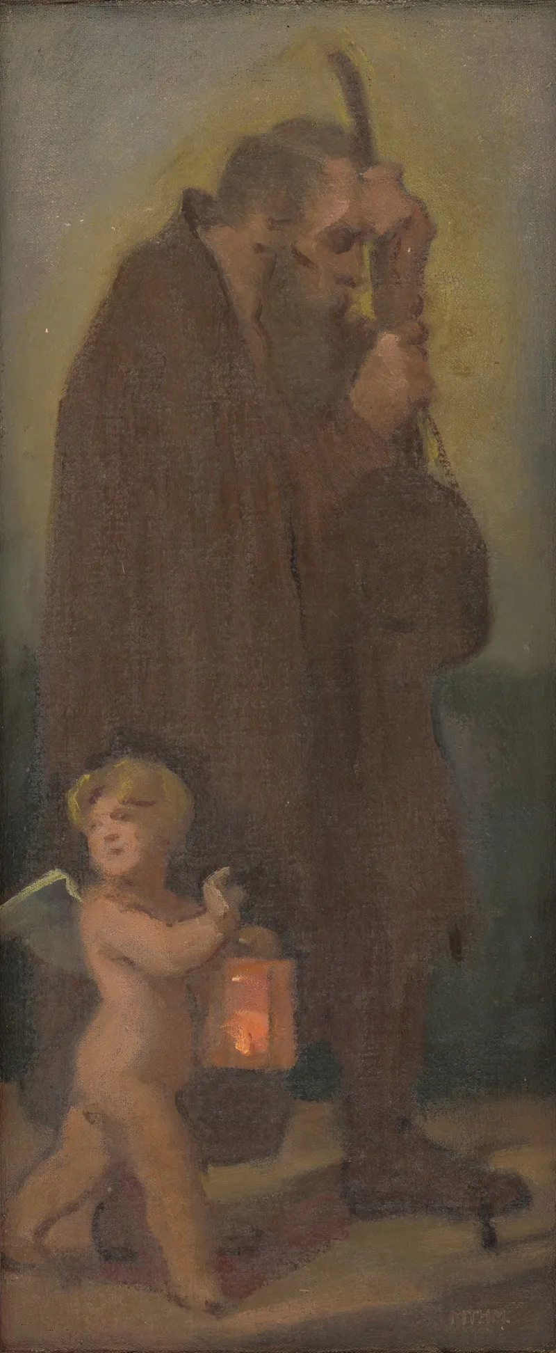 Study Of Pilgrims With A Guardian Angel Ahasver Wall Art by Milan Thomka Mitrovský - High-Resolution Digital Print