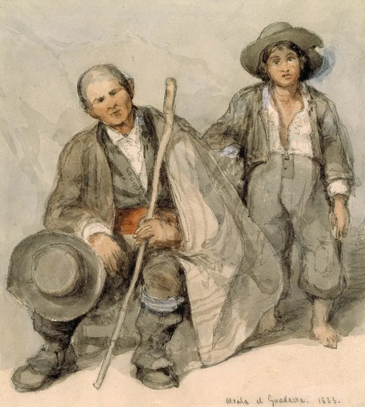 Study Of Spanish Peasants At Alcala De Guadaira Wall Art by David Roberts - High-Resolution Digital Print