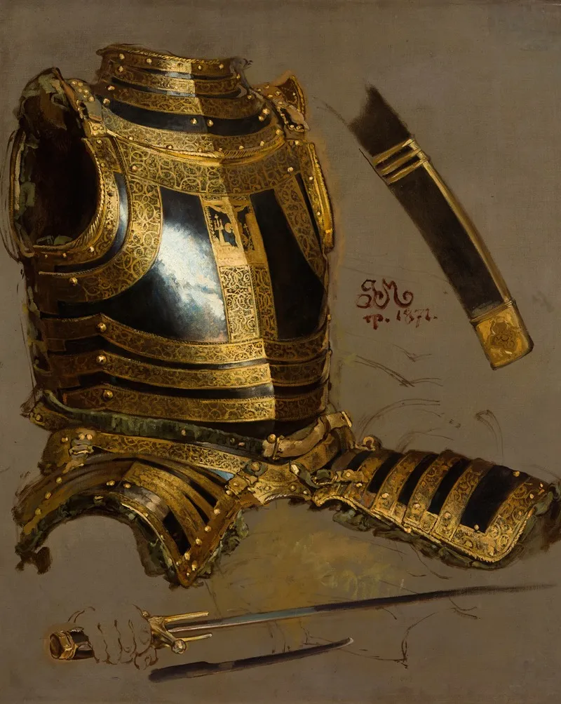 Study Of Stephen Bathorys Armour Wall Art by Jan Matejko - High-Resolution Digital Print