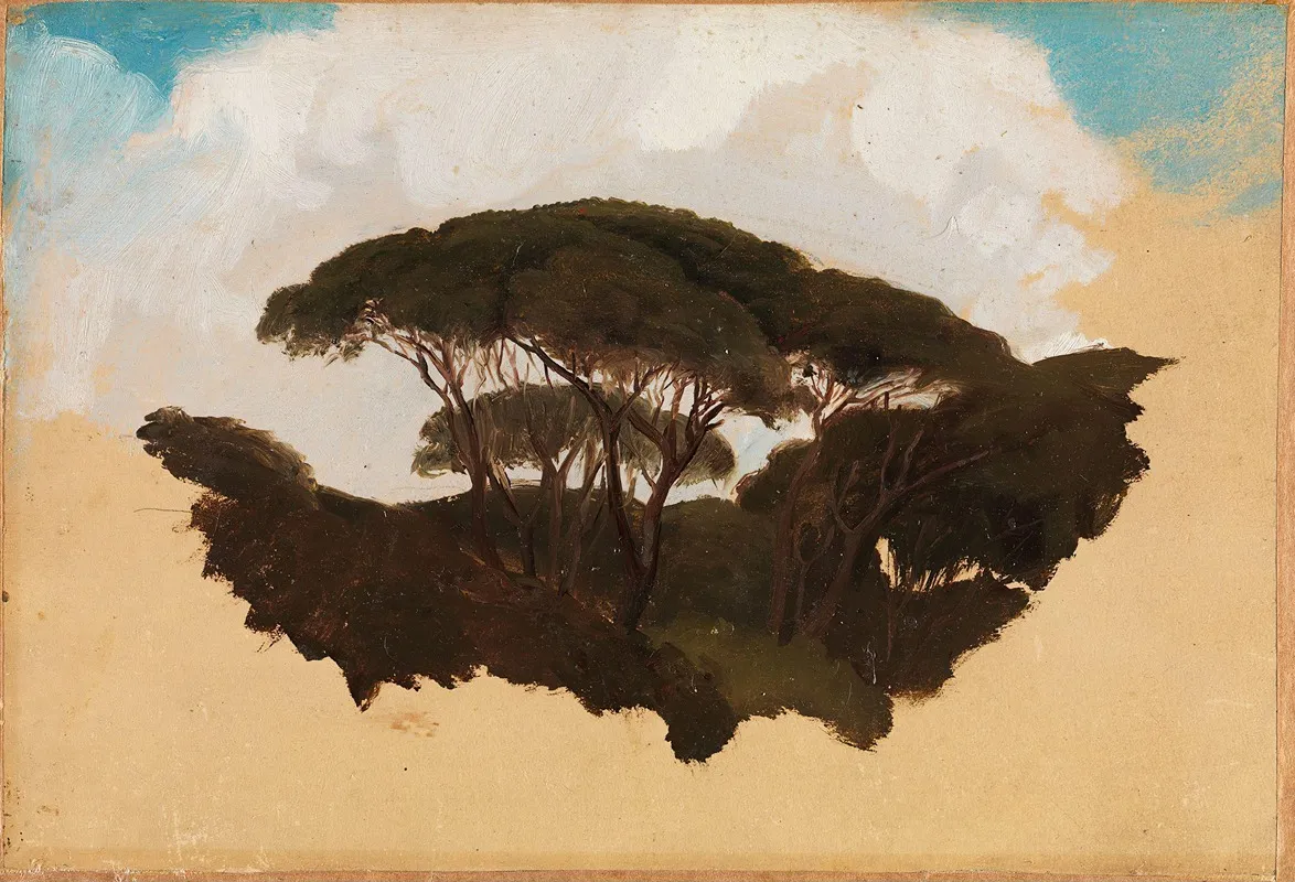 Study Of Stone Pines Wall Art by Adolph Tidemand - High-Resolution Digital Print