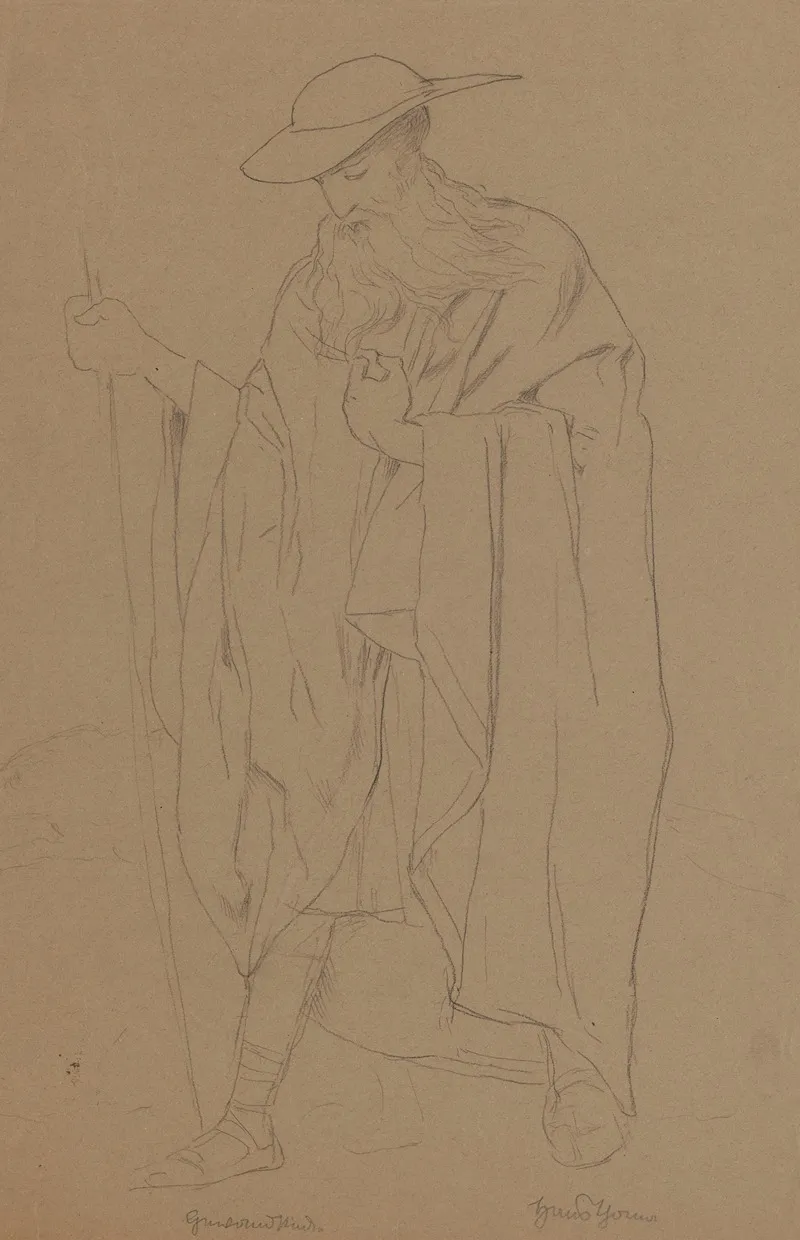 Study Of The Costume Of Wotan As The Wanderer Wall Art by Hans Thoma - High-Resolution Digital Print