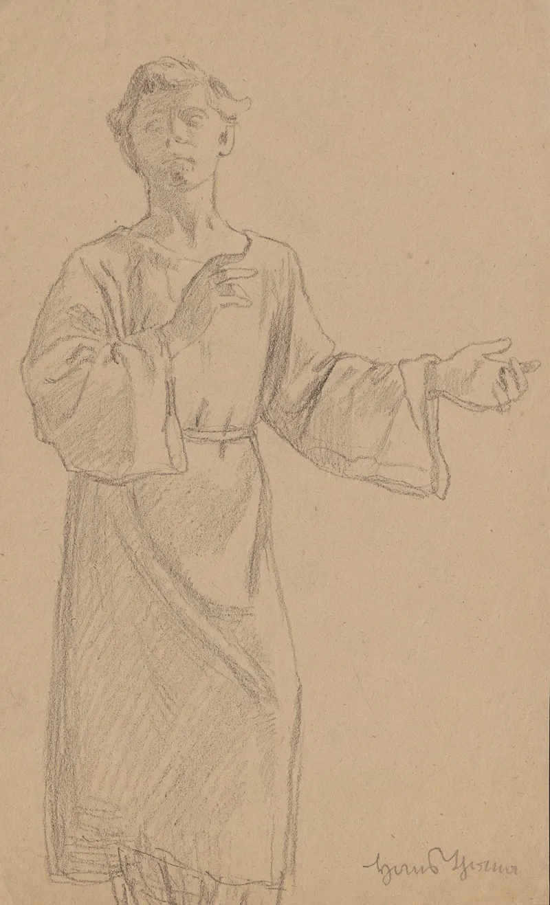 Study Of The Figure Of A Sitting Man In A Long Robe