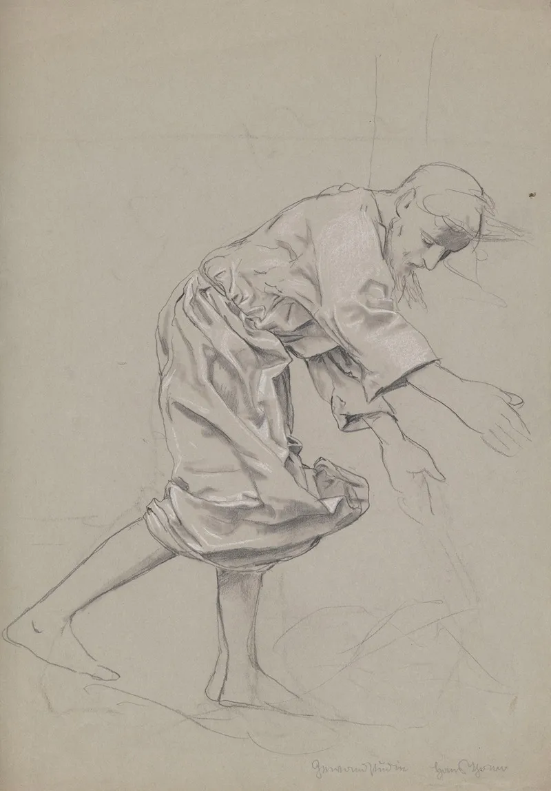 Study Of The Figure Of Christ For The Painting Christ And Peter At Sea Wall Art by Hans Thoma - High-Resolution Digital Print