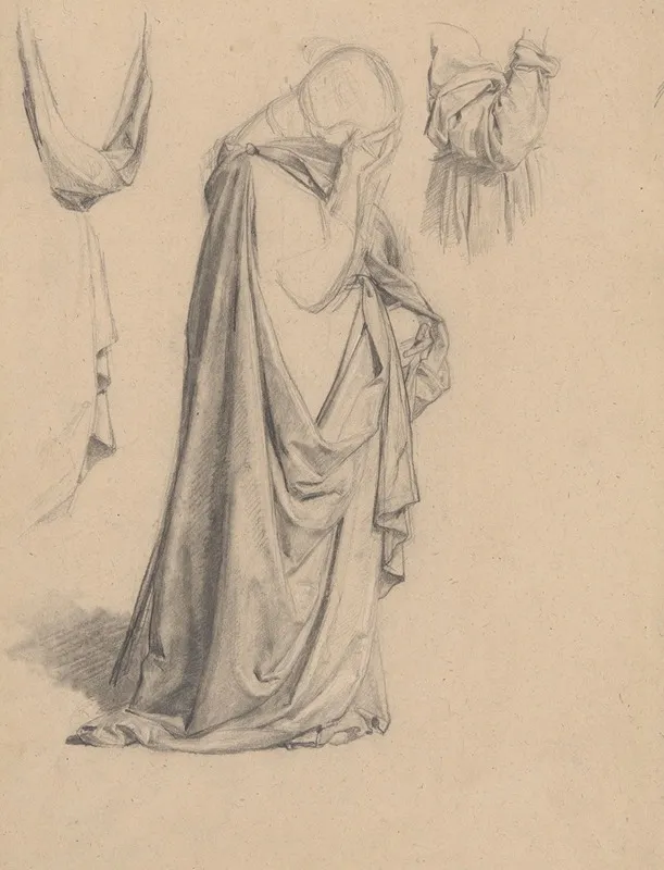 Study Of The Figure Of Mary Magdalene To The Painting Three Marys Wall Art by Józef Simmler - High-Resolution Digital Print