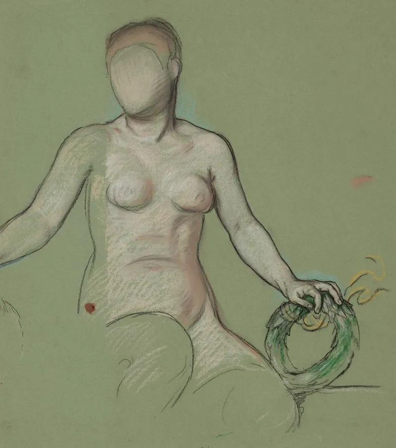 Study Of The Figure Of Peace In Peace And Prosperity Holding A Green Wreath