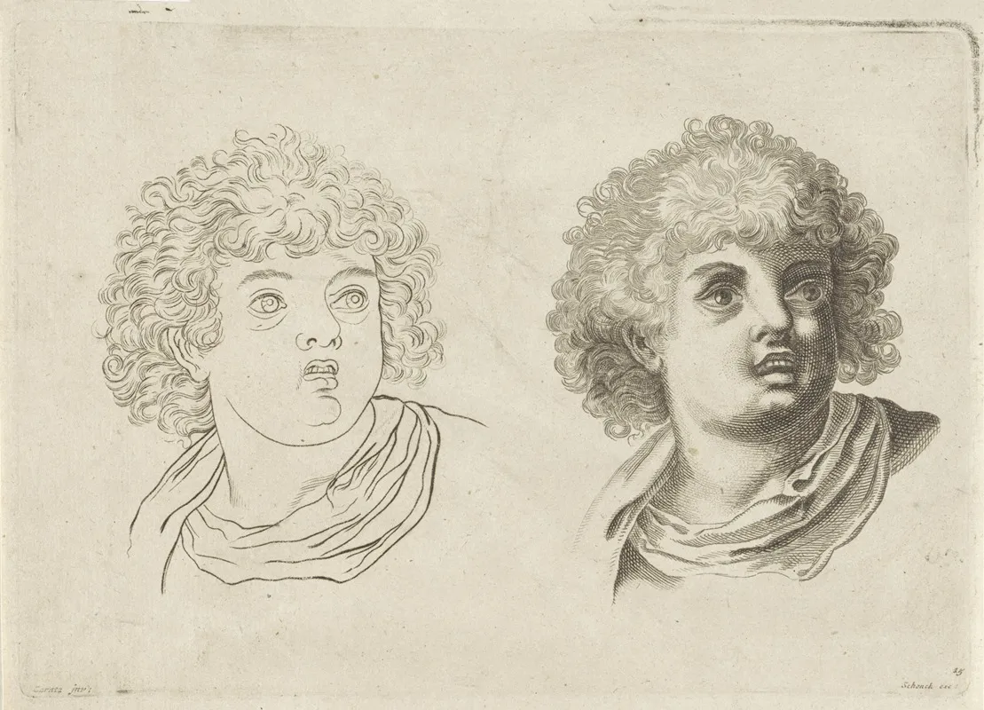 Study Of The Head Of A Boy With His Mouth Open Wall Art by Peter Schenk the Elder - High-Resolution Digital Print