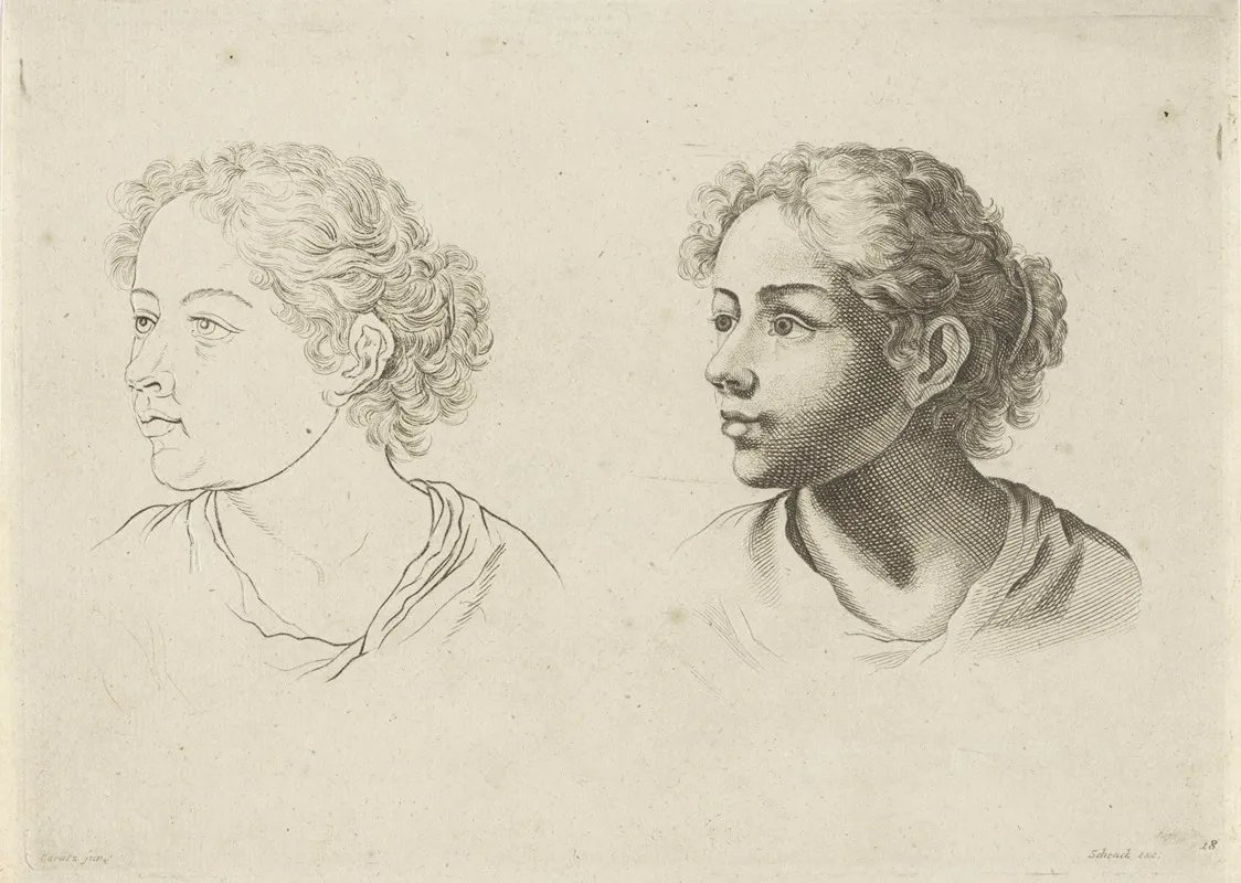 Study Of The Head Of A Young Woman Wall Art by Peter Schenk the Elder - High-Resolution Digital Print