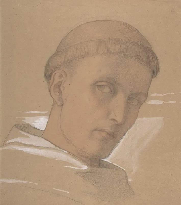 Study Of The Head Of St Augustine For The Painting Of The Madonna And Child With Saint Augustine And Bonifacius Wall Art by Eduard von Steinle - High-Resolution Digital Print