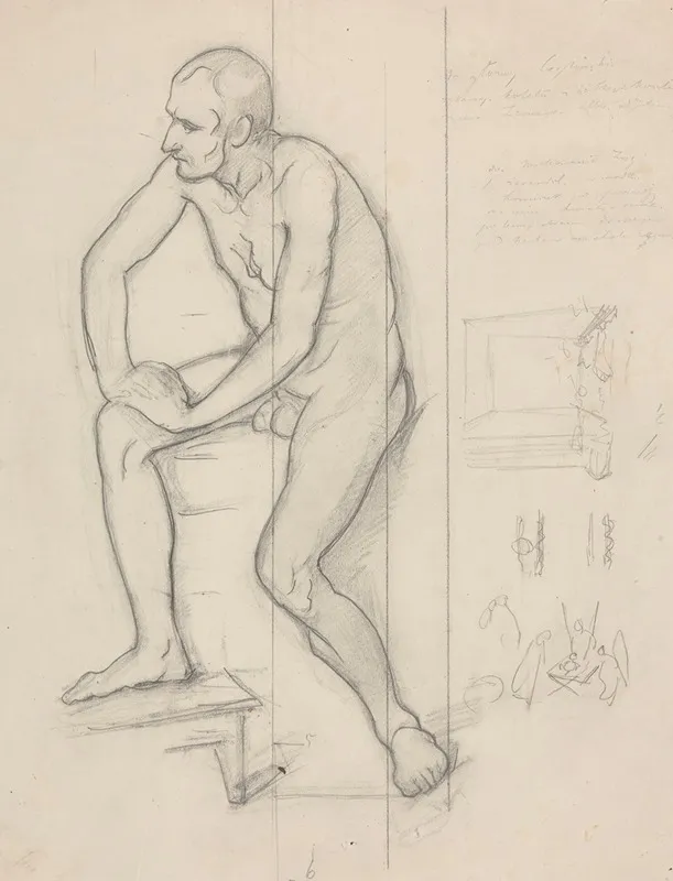 Study Of The King Figure For The Painting Death Of Barbara Radziwill 2 Wall Art by Józef Simmler - Canvas Print