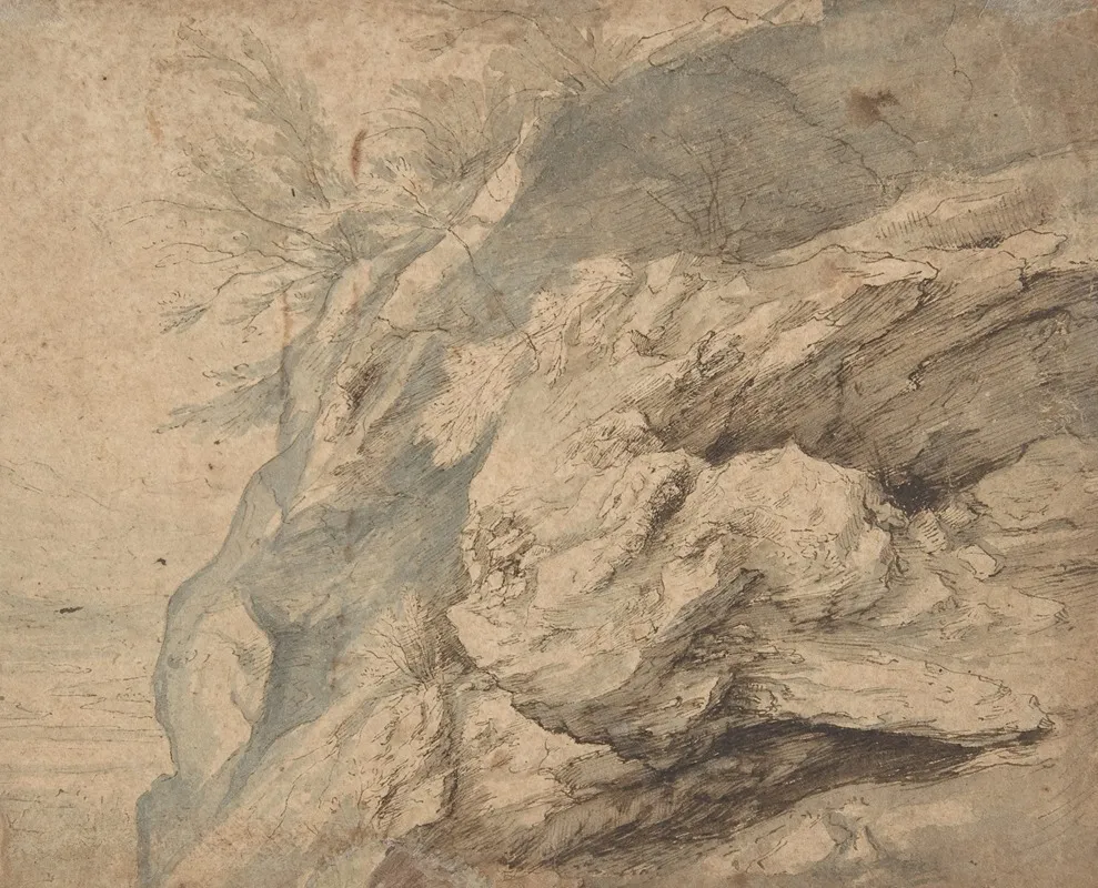 Study Of The Side Of A Rocky Cliff