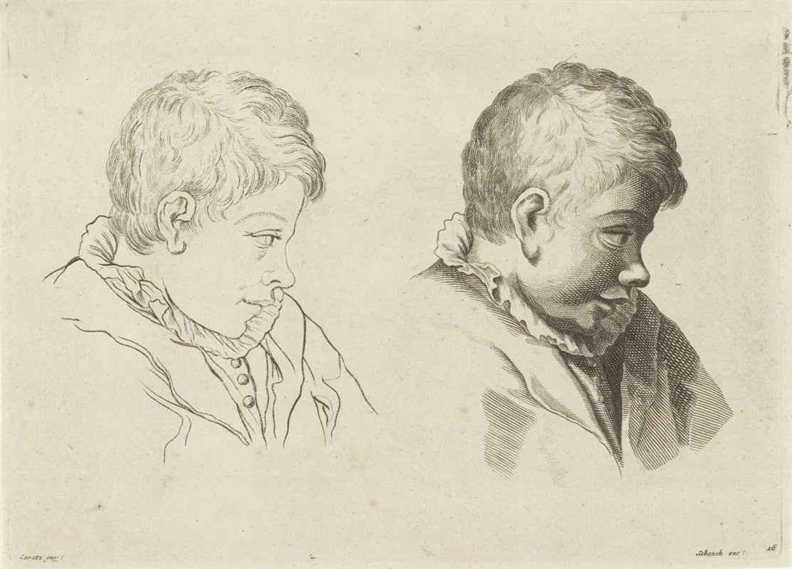 Study Of The Side Of The Head Of A Boy With A Collar Wall Art by Peter Schenk the Elder - High-Resolution Digital Print
