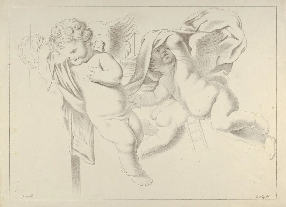 Study Of Three Putti Wall Art by Ferdinand Piloty I - High-Resolution Digital Print