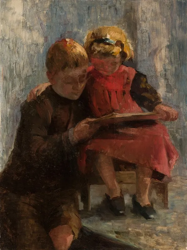 Study Of Two Children 2 Wall Art by Julius Scholtz - High-Resolution Digital Print