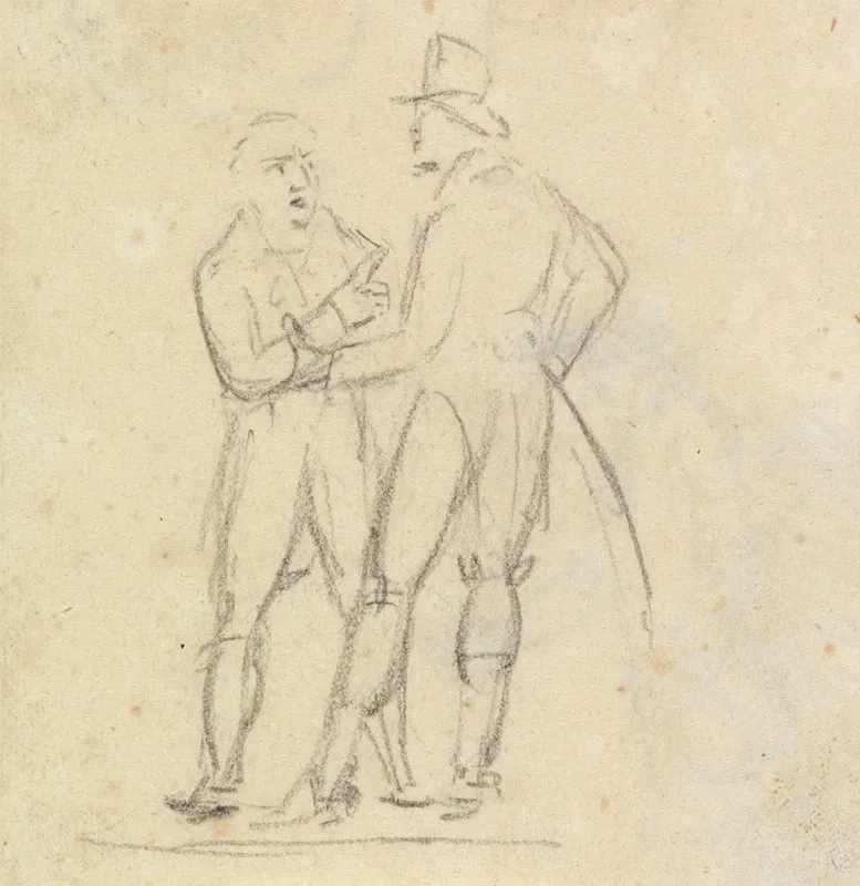 Study Of Two Men Standing While In Conversation