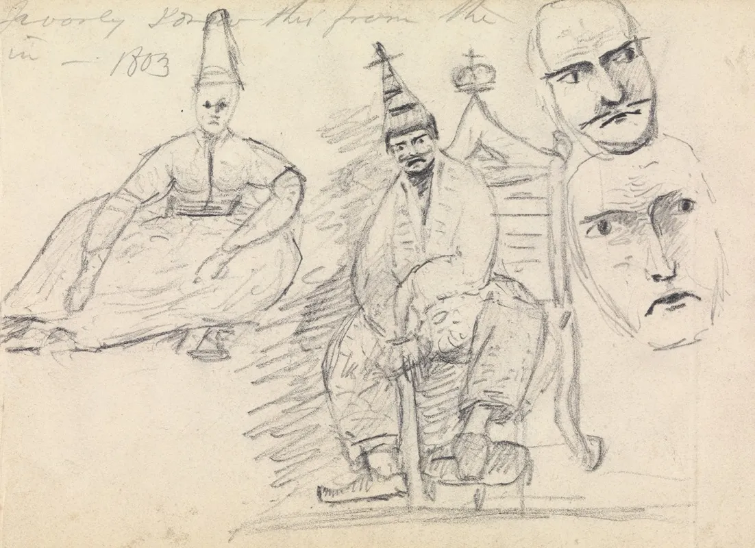 Study Of Two Seated Men In Their Traditional Costume