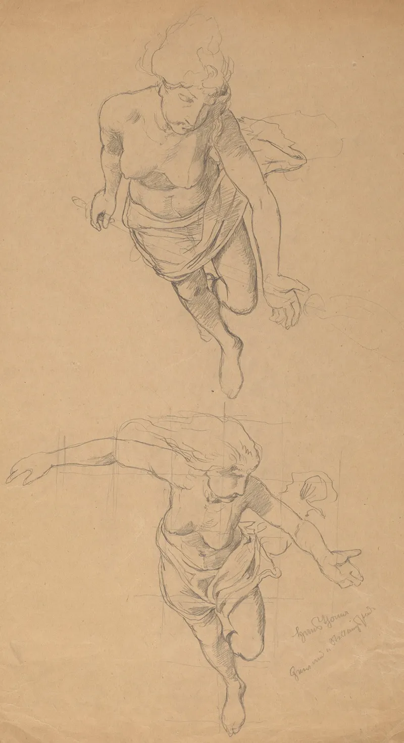 Study Of Two Semi Nude Women Wall Art by Hans Thoma - High-Resolution Digital Print