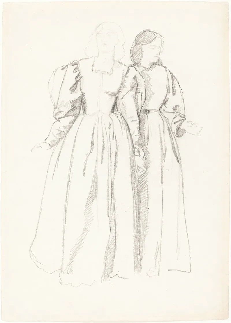 Study Of Two Young Women Recto Wall Art by Valentine Cameron Prinsep - High-Resolution Digital Print