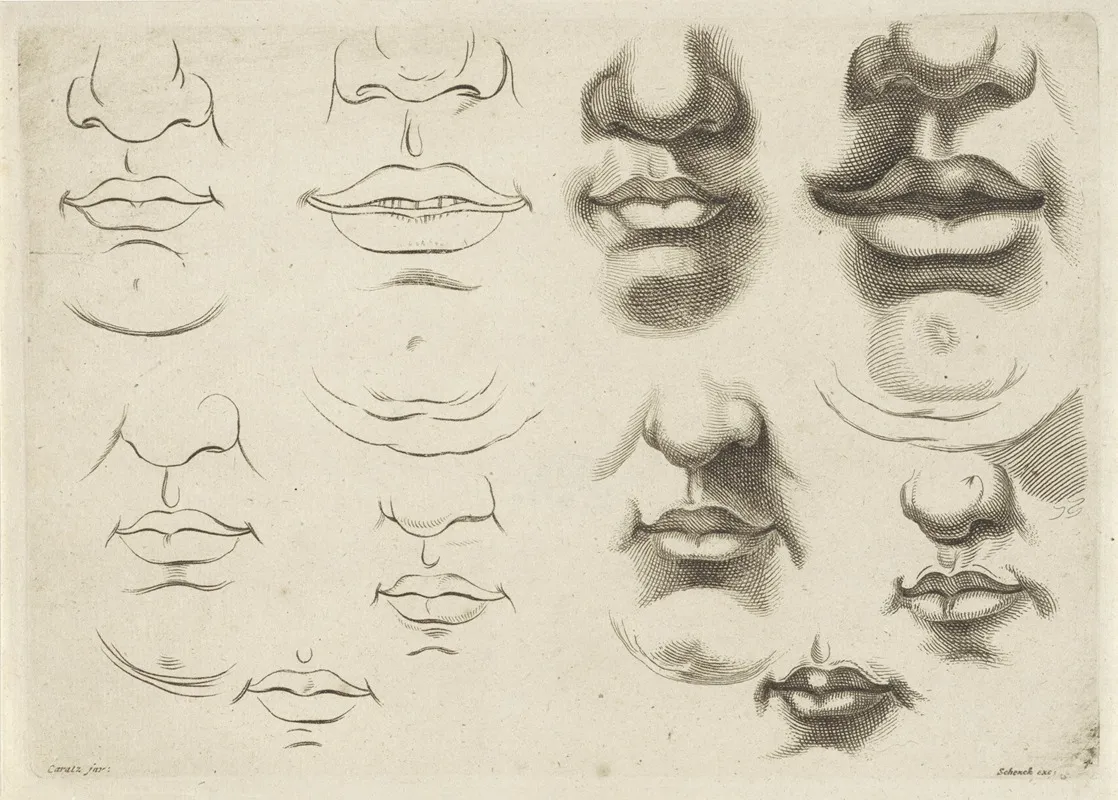 Study Of Various Mouths Wall Art by Peter Schenk the Elder - High-Resolution Digital Print