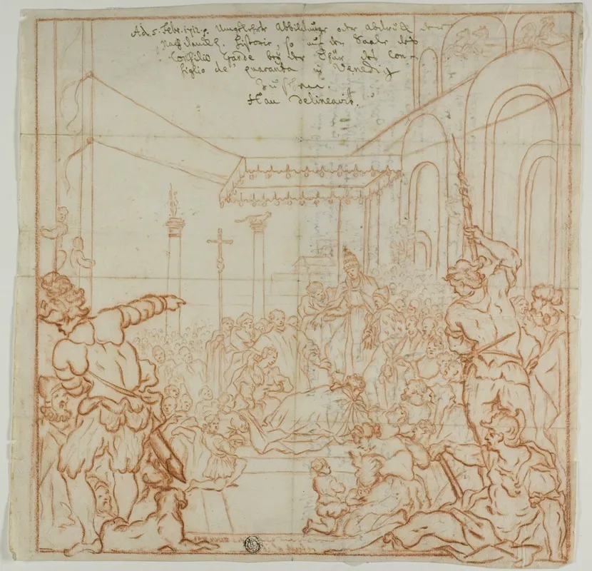 Submission Of The Emperor Frederick Barbarossa To Pope Alexander Iii Wall Art by Hieronymus Hau - High-Resolution Digital Print
