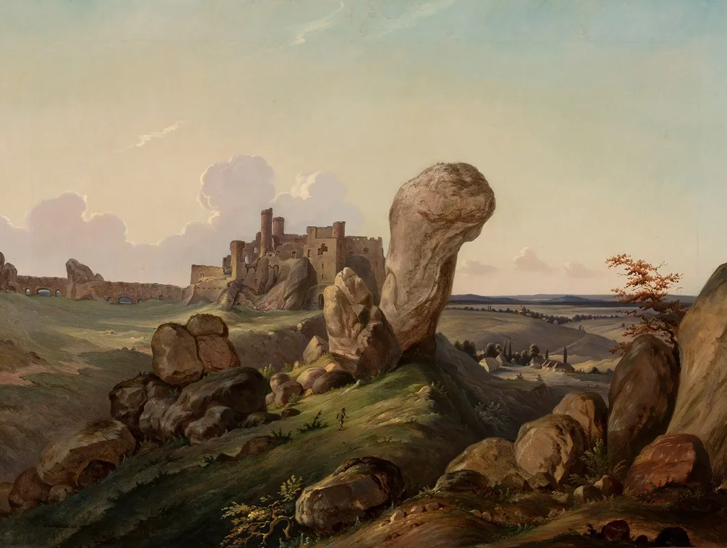 Submontane Landscape Ogrodzieniec Wall Art by Jan Nepomucen Glowacki - High-Resolution Digital Print