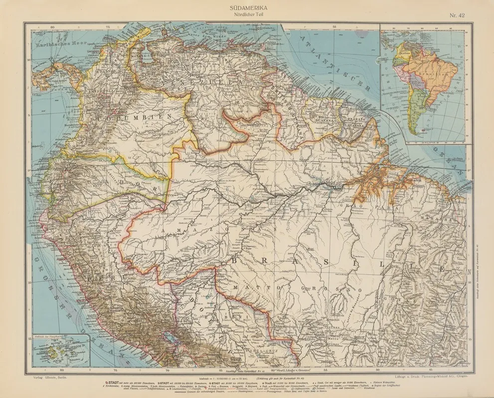 Sudamerika Nordlicher Teil Wall Art by Geographisches Institut der Flemming-Wiskott - High-Resolution Digital Print
