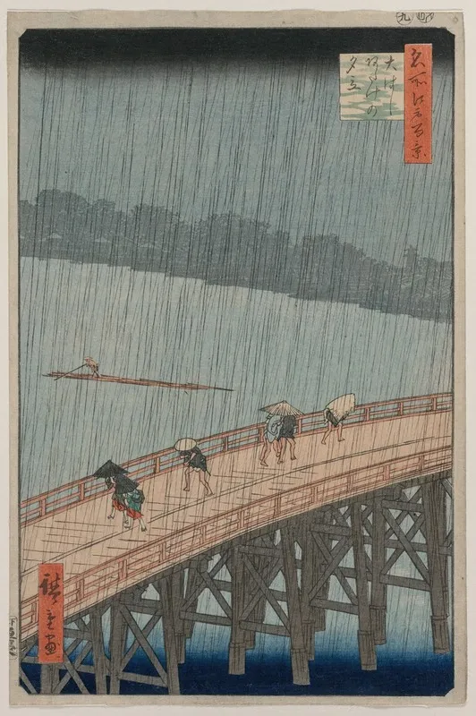 Sudden Shower Over Shin Ohashi Bridge And Atake From The Series One Hundred Famous Views Of Edo