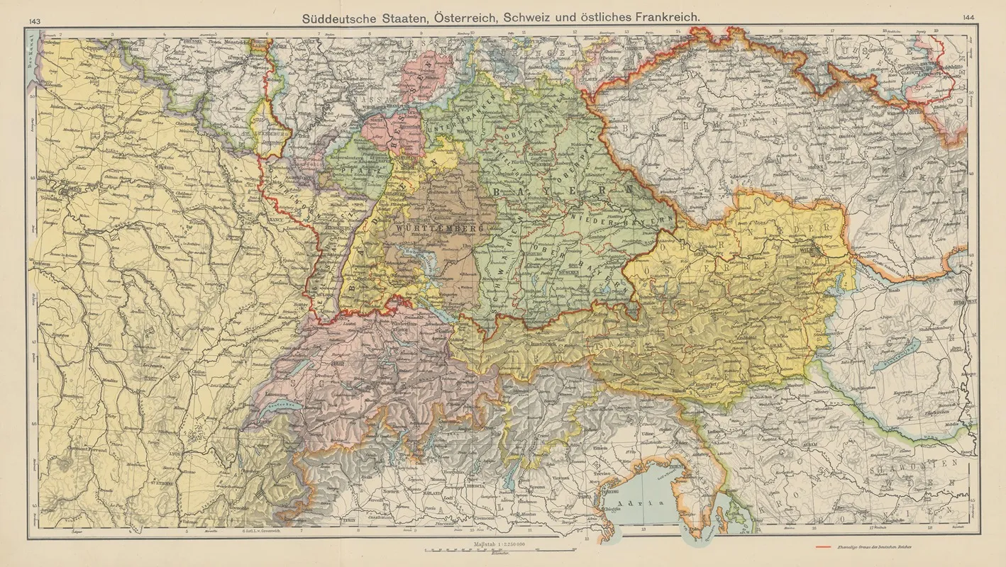 Suddeutschland‎ ‎osterreich‎ ‎schweiz‎ ‎und‎ ‎ostliches‎ ‎frankreich 2 Wall Art by Carl Diercke - High-Resolution Digital Print