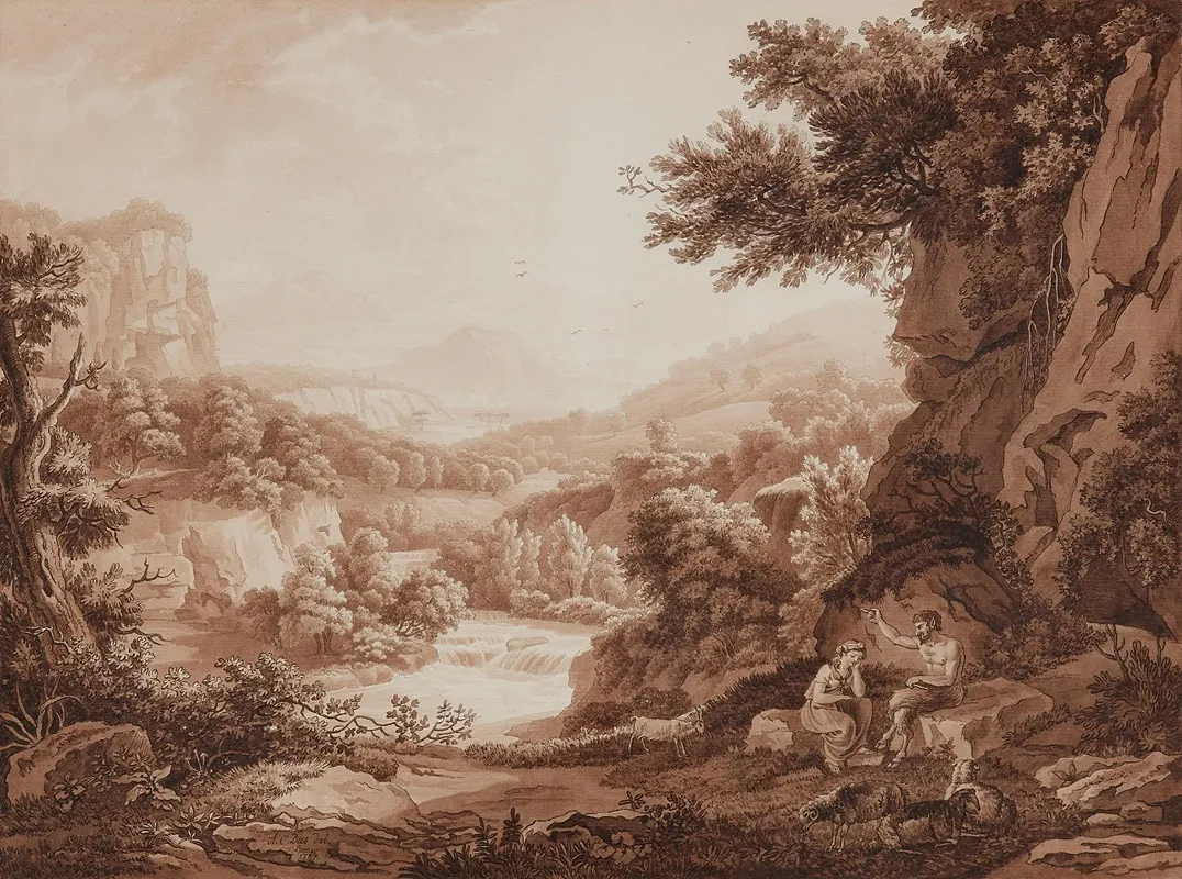 Sudliche Landschaft Mit Satyr Und Einer Schaferin
