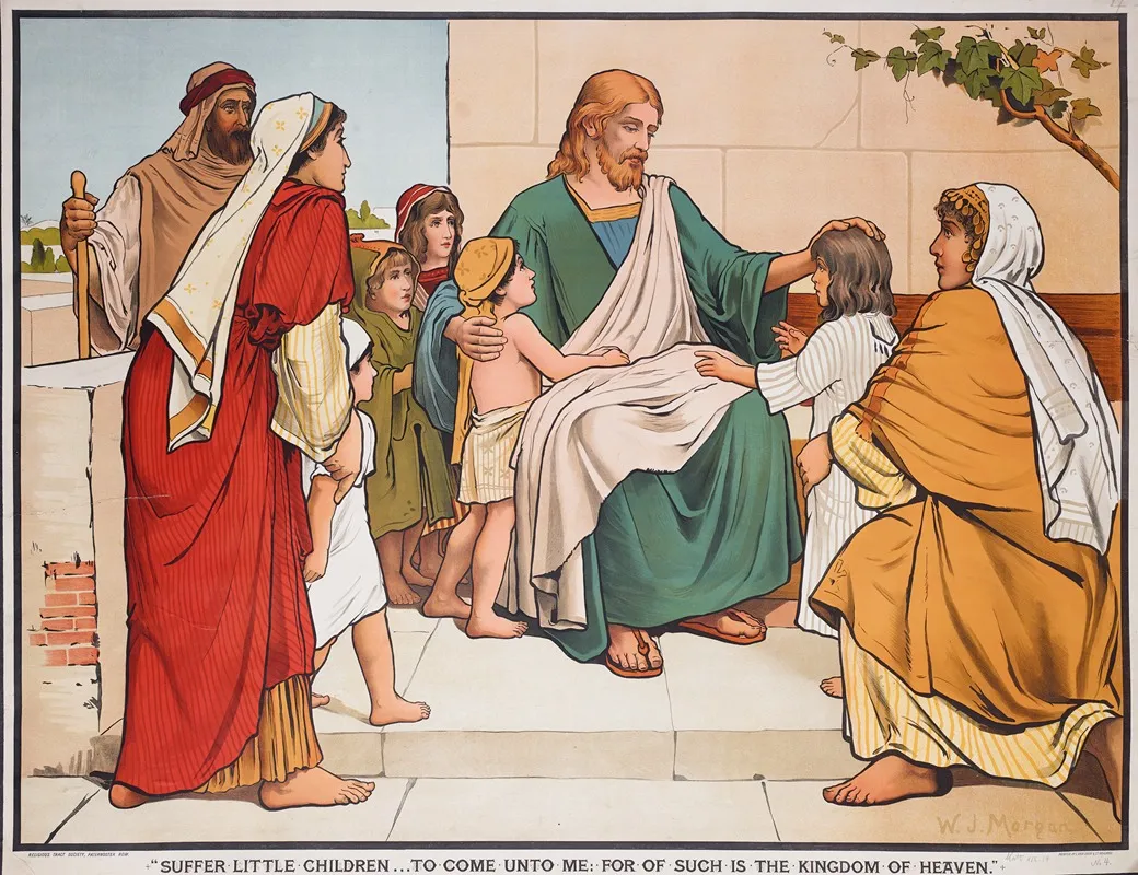 Suffer Little Children To Come Unto Me For Of Such Is The Kingdom Of Heaven Wall Art by Walter Jenks Morgan - High-Resolution Digital Print