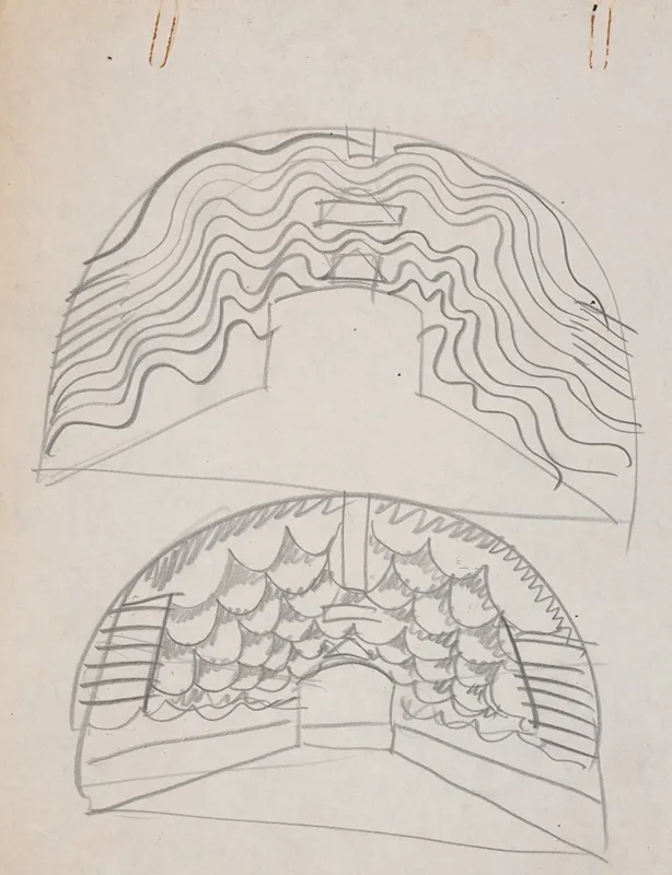 Suggested Treatments Of Auditorium For Theatre And Concert Hall New York Worlds Fair 1939 Sketch For Unlettered Scheme For Proscenium