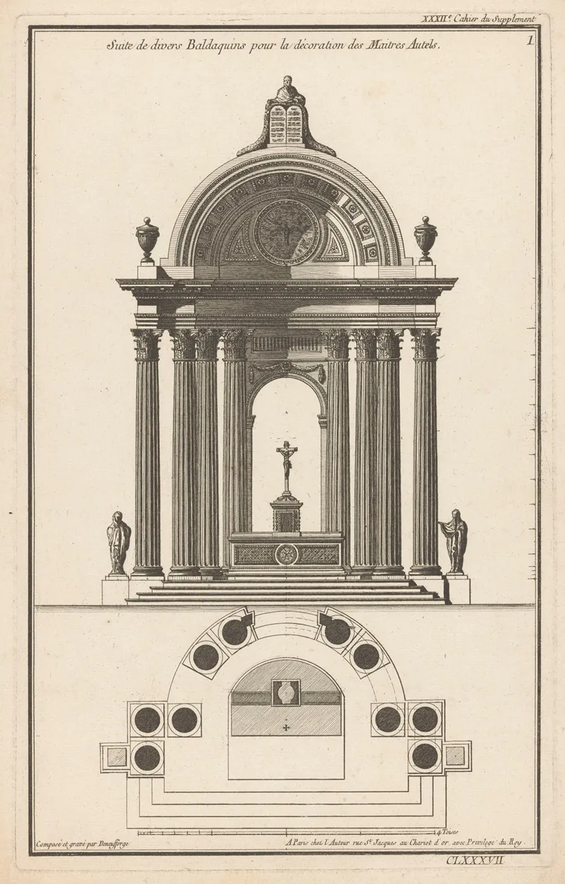 Suite De Divers Baldaquins Pour La Decoration Des Maitres Autels Wall Art by Jean François de Neufforge - High-Resolution Digital Print