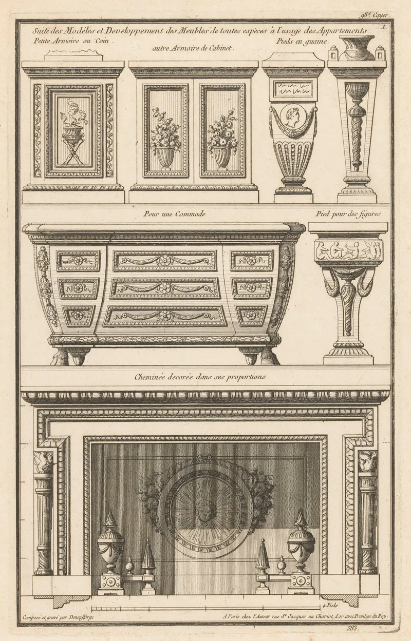 Suite Des Modeles Et Developpement Des Meubles De Toutes Especes A Lusage Des Apparements Wall Art by Jean François de Neufforge - High-Resolution Digital Print