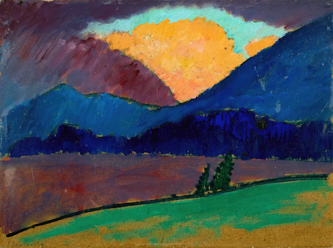 Summer Evening In Murnau Wall Art by Alexej von Jawlensky - High-Resolution Digital Print