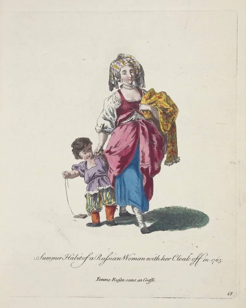 Summer Habit Of A Russian Woman With Her Cloak Off In 1765 Femme Russe Sans Sa Coesse