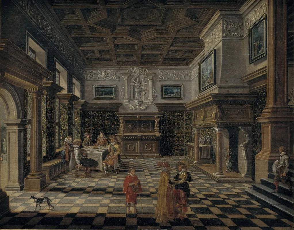 Sumptuous Renaissance Interior With A Banquet Wall Art by Bartholomeus van Bassen - High-Resolution Digital Print