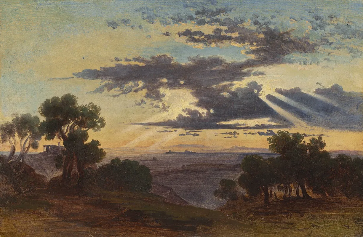 Sun Breaking Through Clouds Above The Roman Campagna