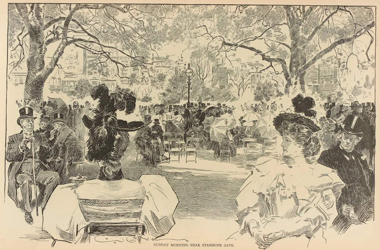 Sunday Morning Near Stanhope Gate 2 Wall Art by Charles Dana Gibson - High-Resolution Digital Print